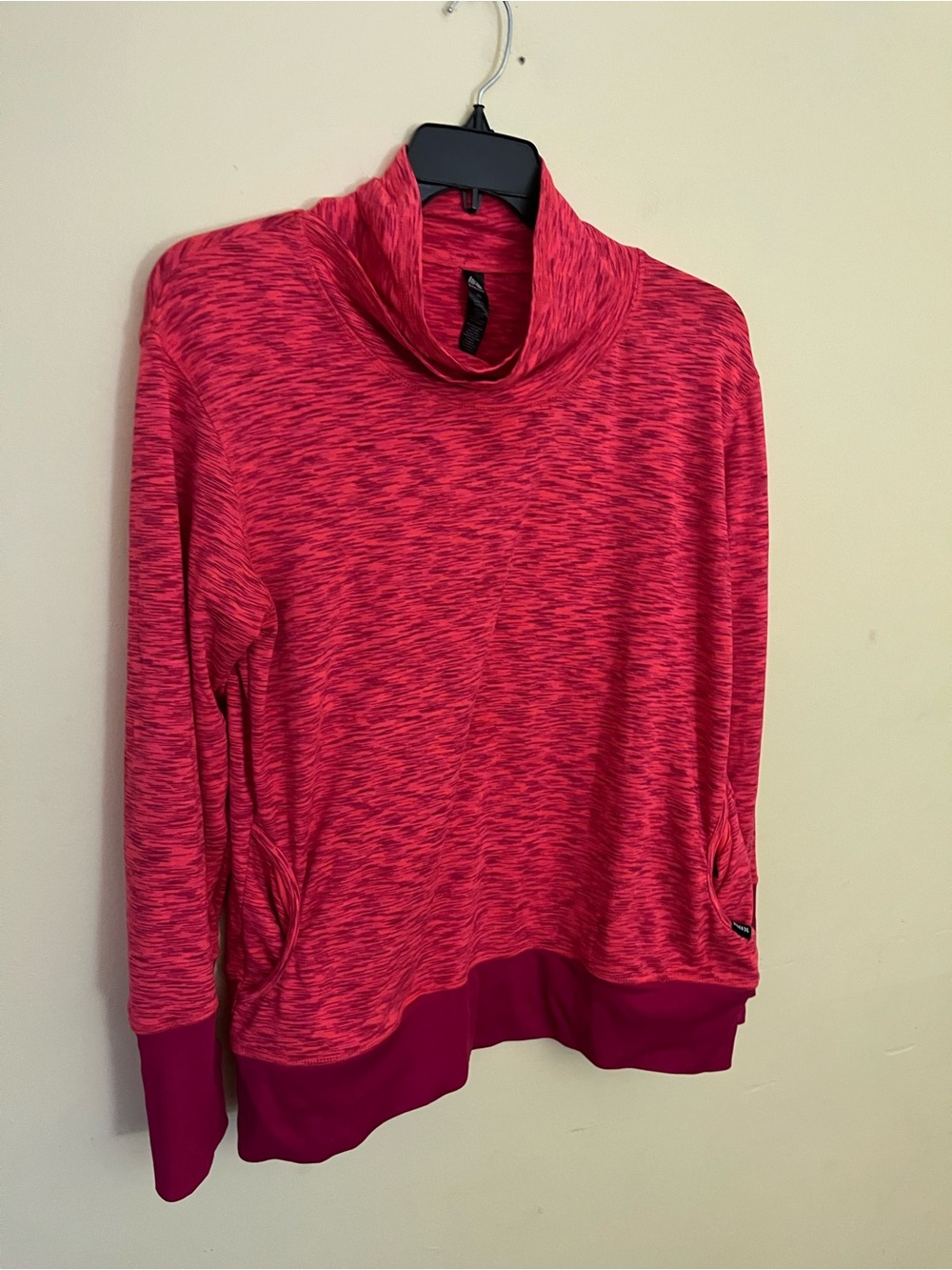 RBX Women's Pink Marled Cowl Neck Active Top Size XL